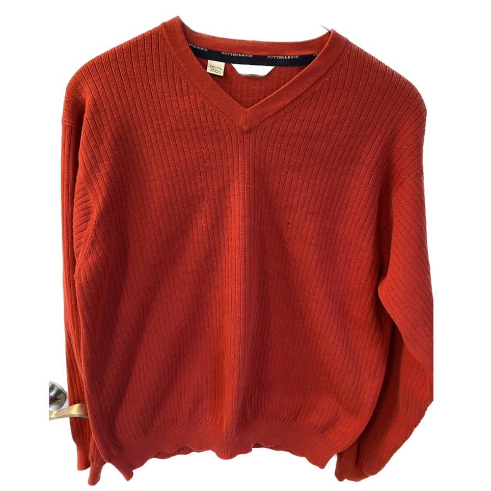Cutter and Buck red vee-neck sweater, XXL, excellent condition.